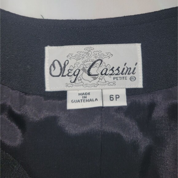 Vintage Oleg Cassini 100% Wool Black Blazer Woman Size 6P - Picture 5 of 6